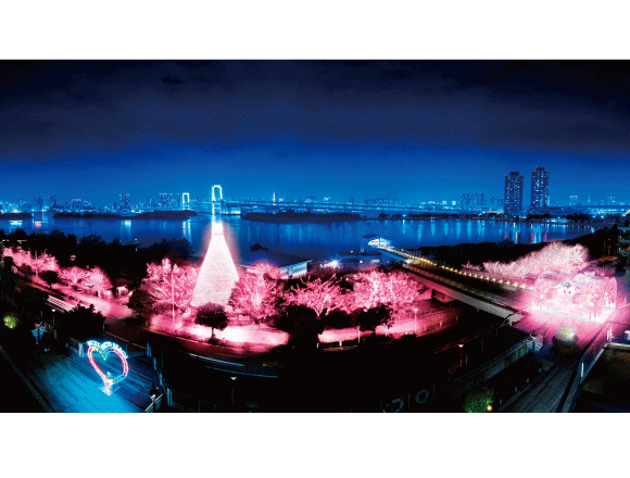 お台場に桜並木が登場 お台場イルミネーション ｙａｋｅｉ 夜桜ver 開催 Moshi Moshi Nippon もしもしにっぽん