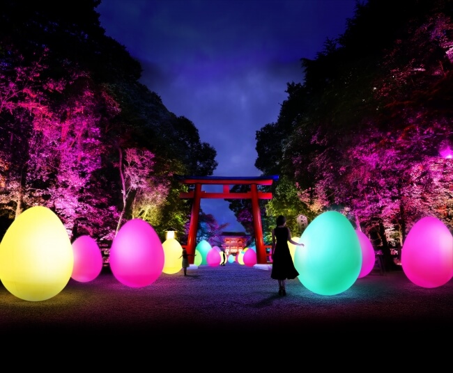 下鴨神社　京都　チームラボ　teamlabo kyoto Shimogamo Shrine デジタルアート　森