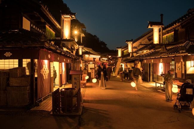 日光江戸村　江戸ワンダーランド　Edo Wonderland Nikko Cherry Blossoms 桜　お花見_夜景