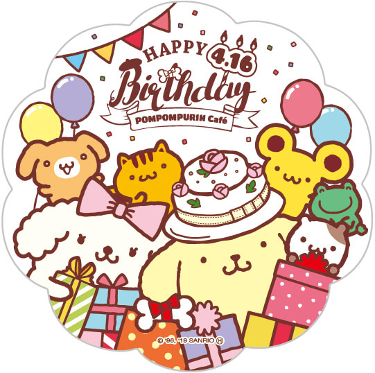 ポムポムプリンカフェ_バースデーメニュー_コースター_pomupomupurincafe_birthdaymenu_coaster