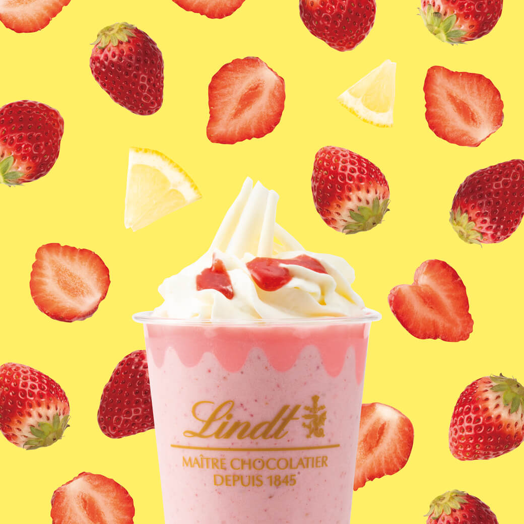 リンツ ショコラ カフェ_リンツ ホワイトチョコレート ストロベリー アイスドリンク_lindt_white_chocolate_strawberry_ice_drink_