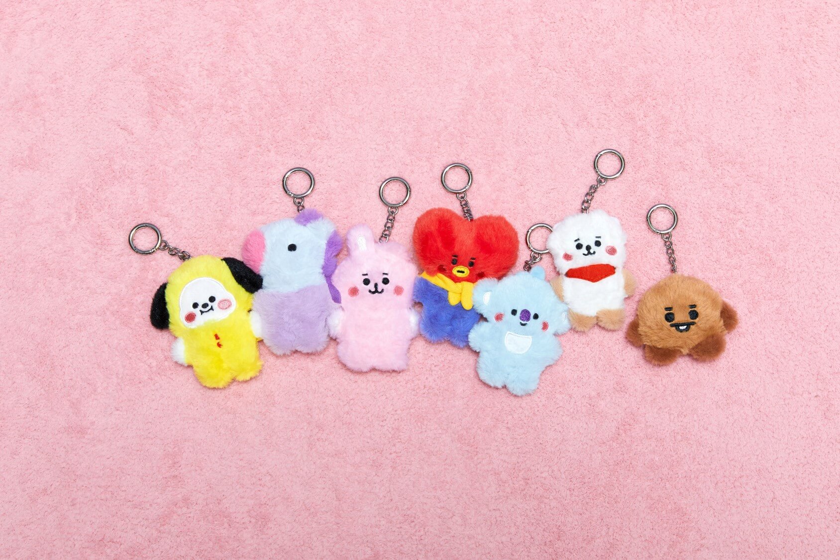 BT21 ベビーぺたんこファーキーホルダー