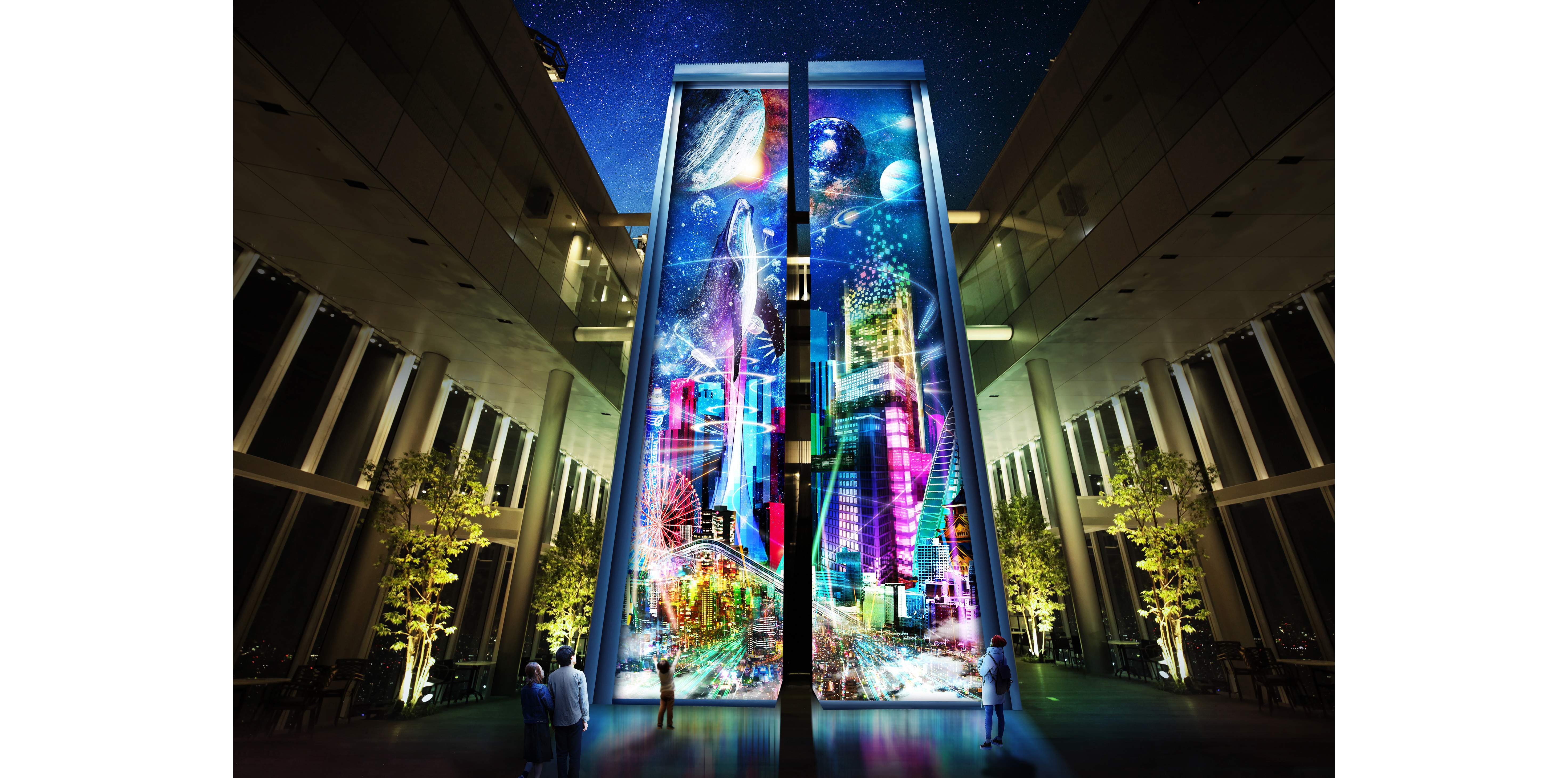 Naked與大阪藝術大學學生共同製作的投影秀於大阪 海闊天空展望台 展示 Moshi Moshi Nippon もしもしにっぽん Naked與大阪藝術大學學生共同製作的投影秀於大阪 海闊天空展望台 展示 Moshi Moshi Nippon もしもしにっぽん