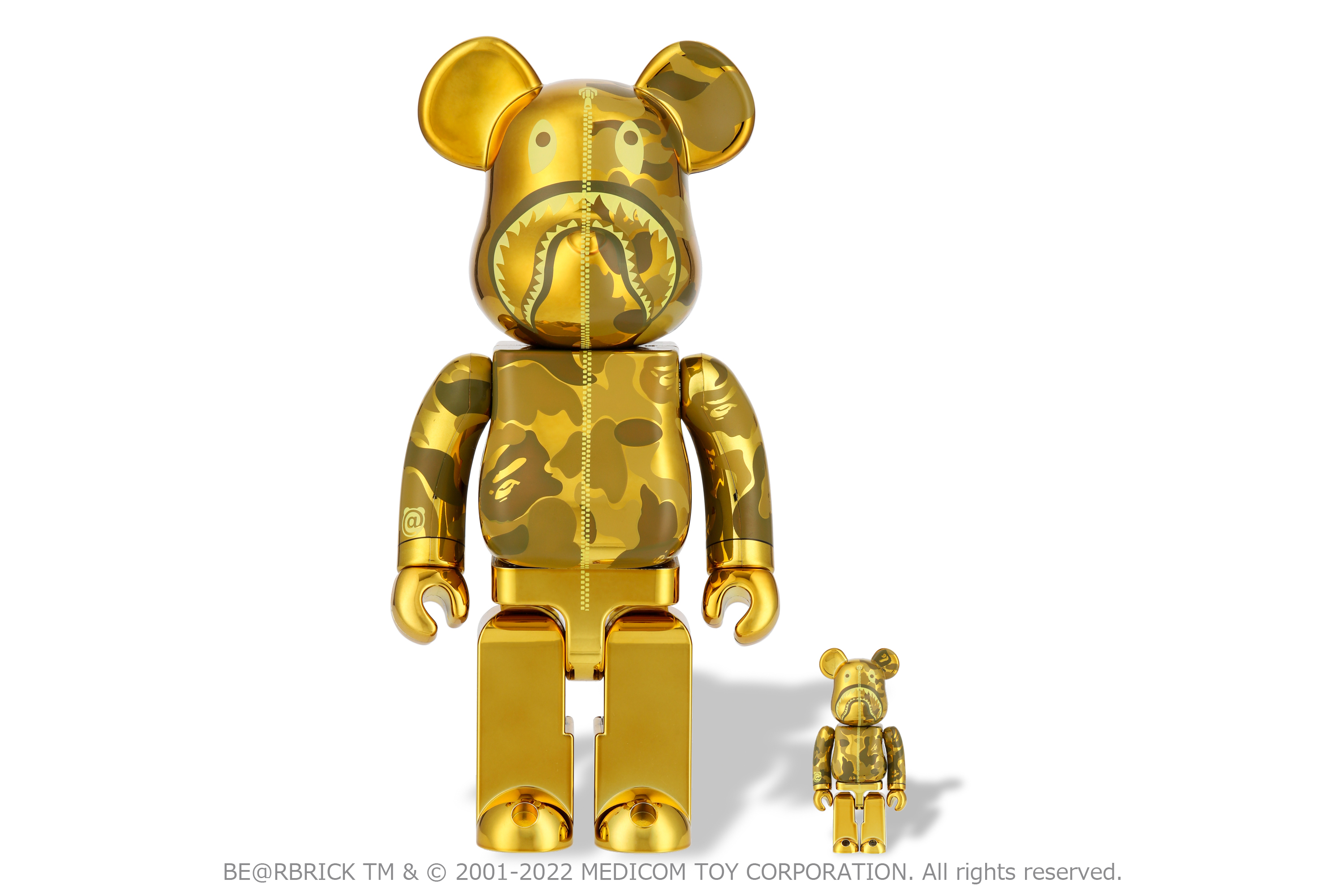 BE@RBRICK BAPE®︎ CAMO SHARK GOLD & SILVER2